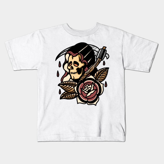 grim reaper tattoo Kids T-Shirt by donipacoceng